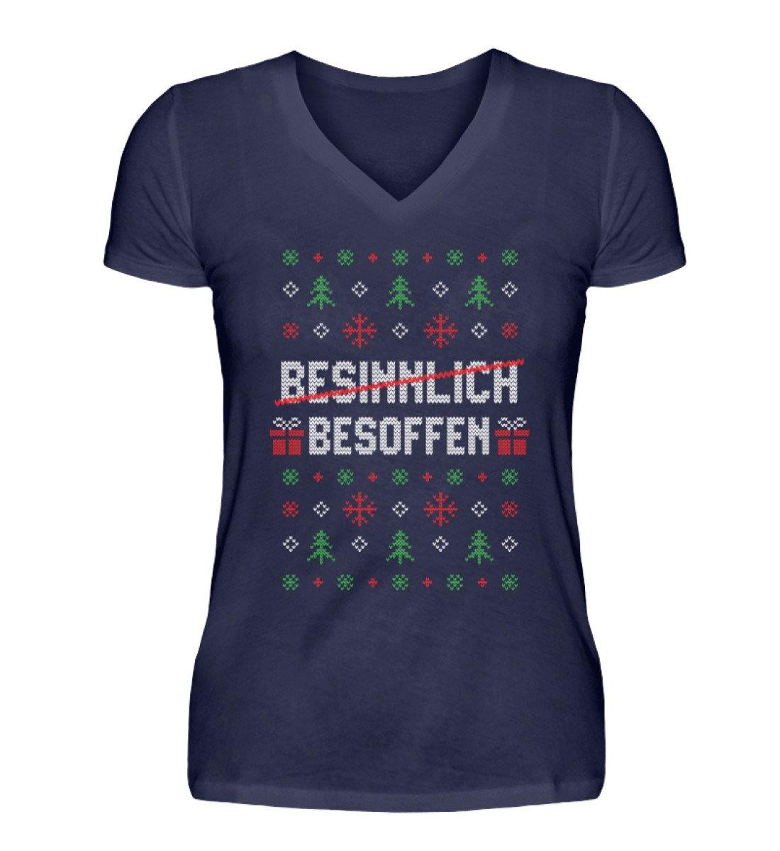 Besinnlich - Besoffen - Words on Shirts - V-Neck Damenshirt