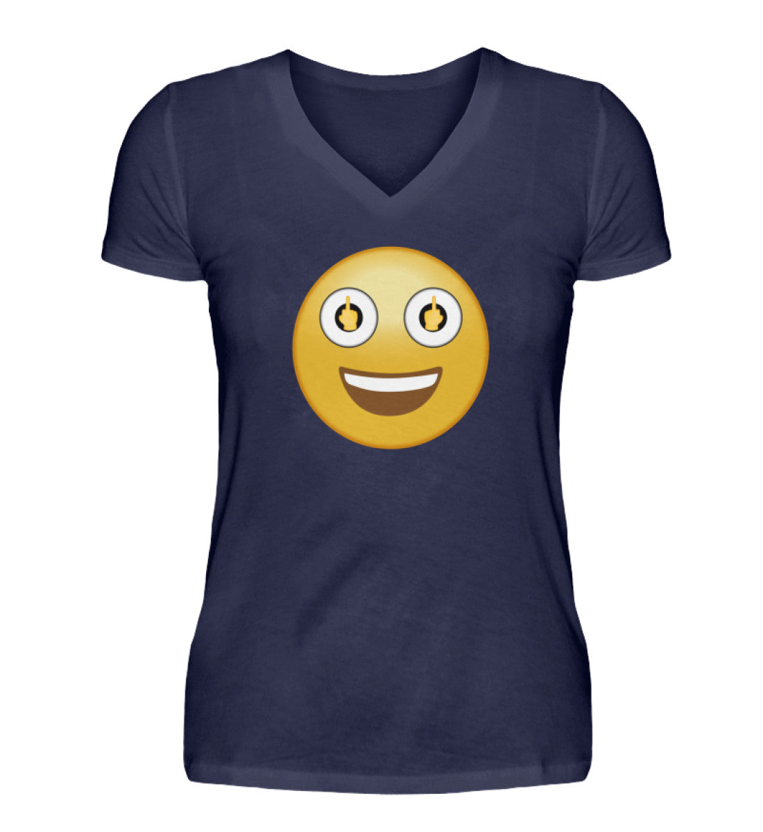 Smiley - Mittelfinger - 1 - V-Neck Damenshirt