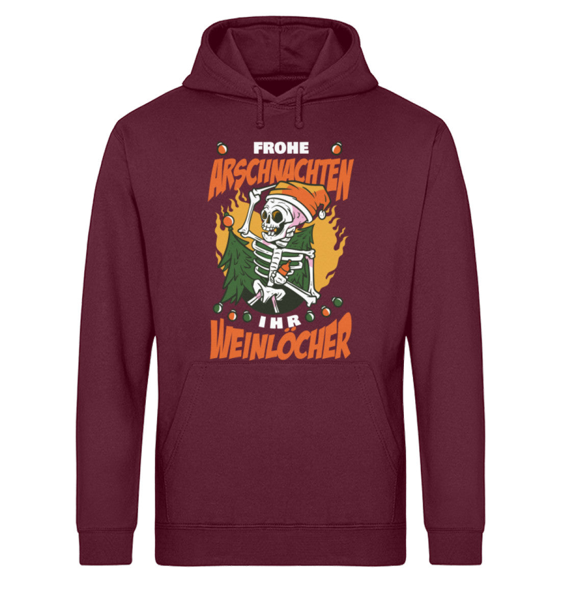 Frohe Arschnachten - Weinlöcher Skelett - Unisex Organic Hoodie