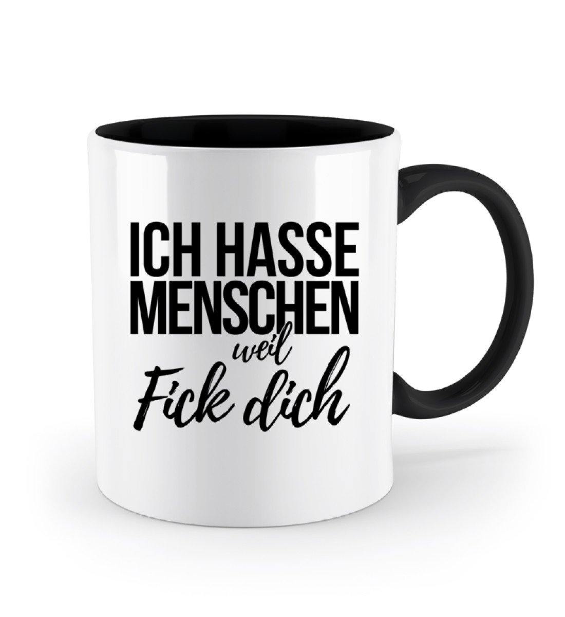Ich hasse Menschen weil Fick Dich - Zweifarbige Tasse