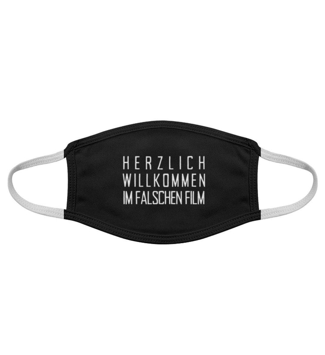 Willkommen im falschen Film - Maske - Gesichtsmaske - Words on Shirts - Words on Shirts Sag es mit dem Mittelfinger Shirts Hoodies Sweatshirt Taschen Gymsack Spruch Sprüche Statement