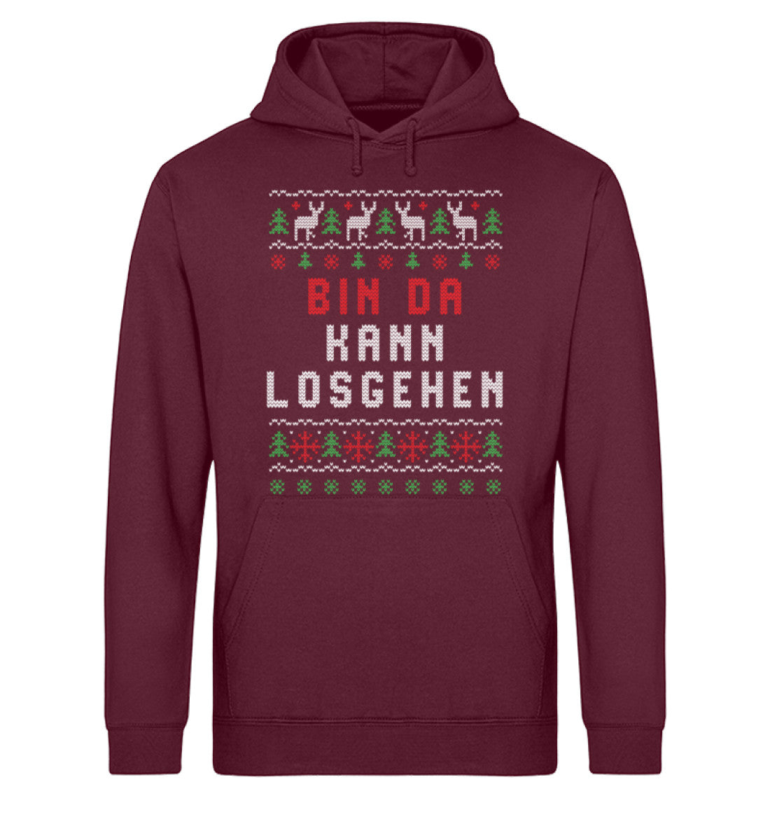 Bin da kann los gehen - Ugly Sweater - Unisex Organic Hoodie