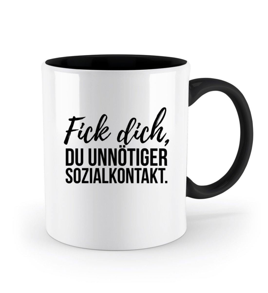 F!ck dich, du unnötiger Sozialkontakt - Zweifarbige Tasse