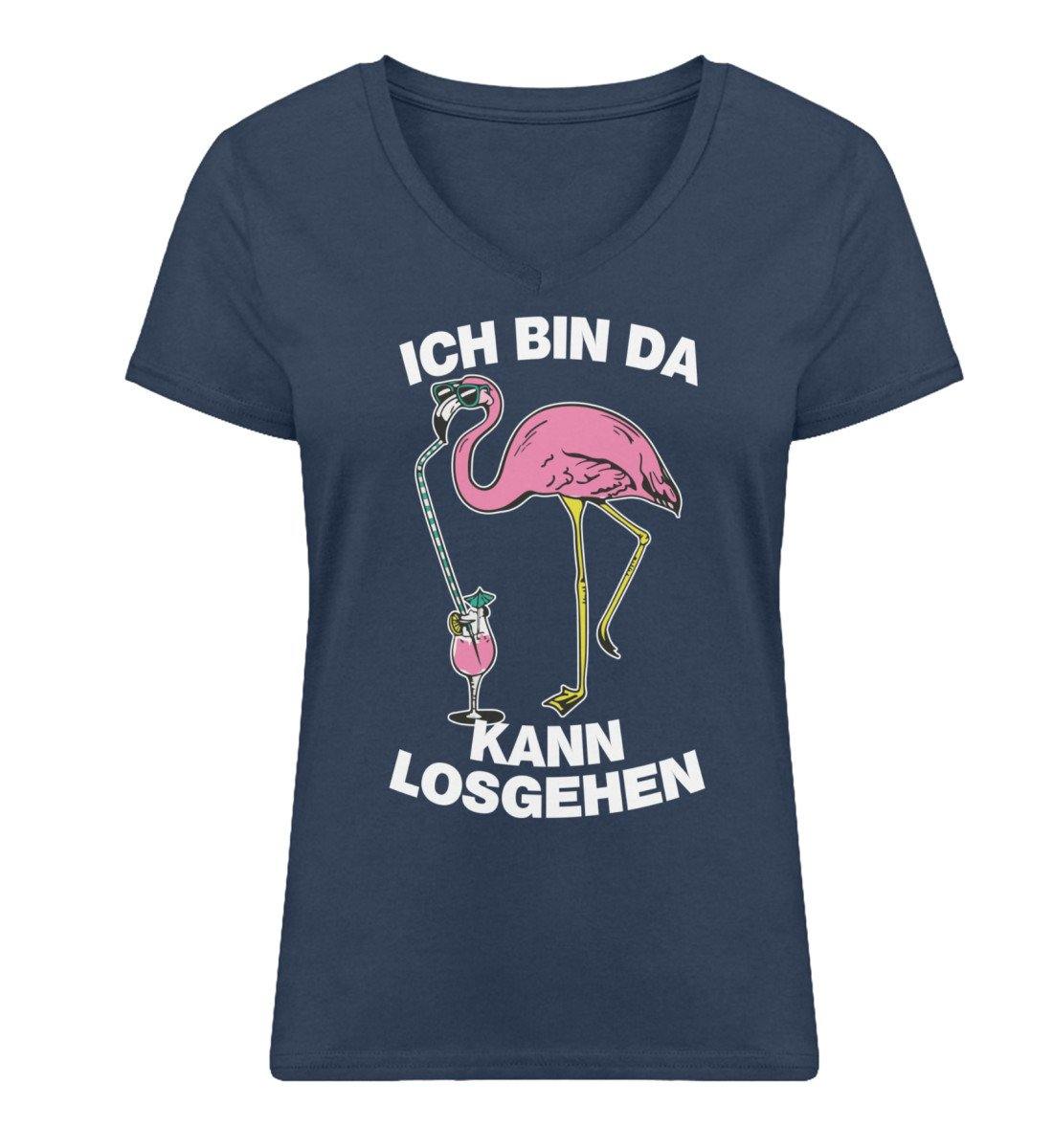 Flamingo - Ich bin da kann losgehen - Damen Premium Organic V-Neck T-Shirt ST/ST