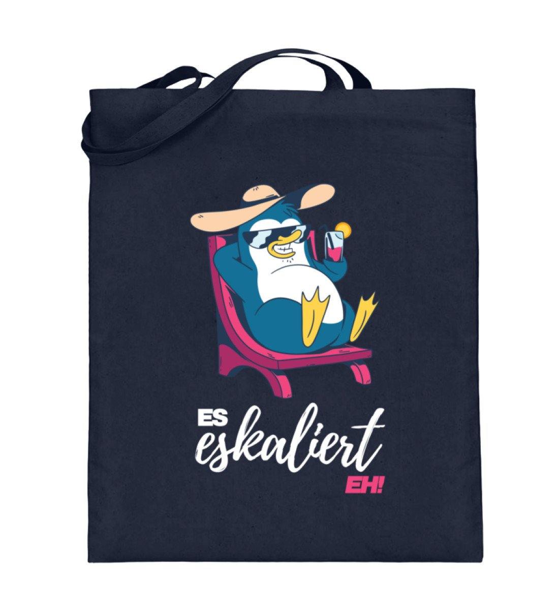 Es eskaliert eh - Pinguin - Words on Shirts - Jutebeutel (mit langen Henkeln)