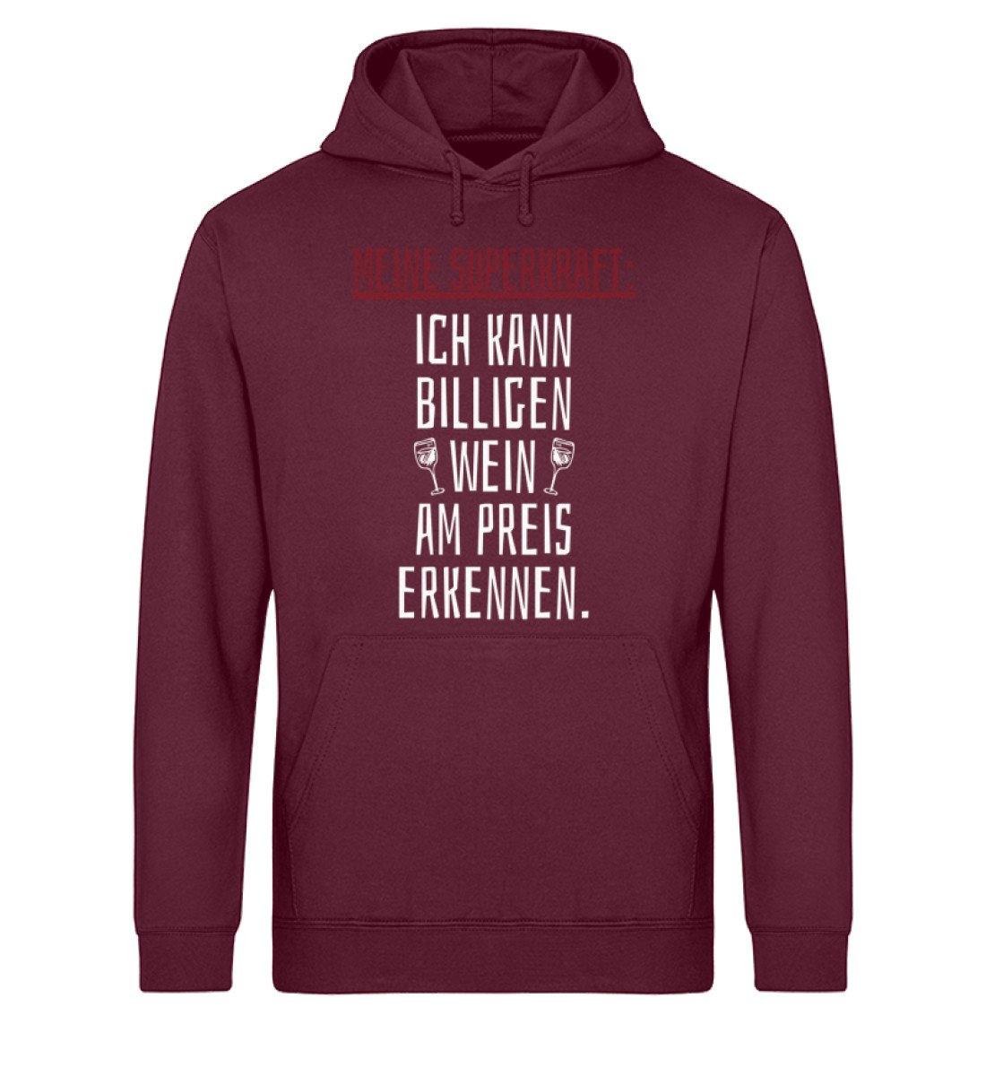 Superkraft billiger Wein Preis erkennen - Unisex Organic Hoodie