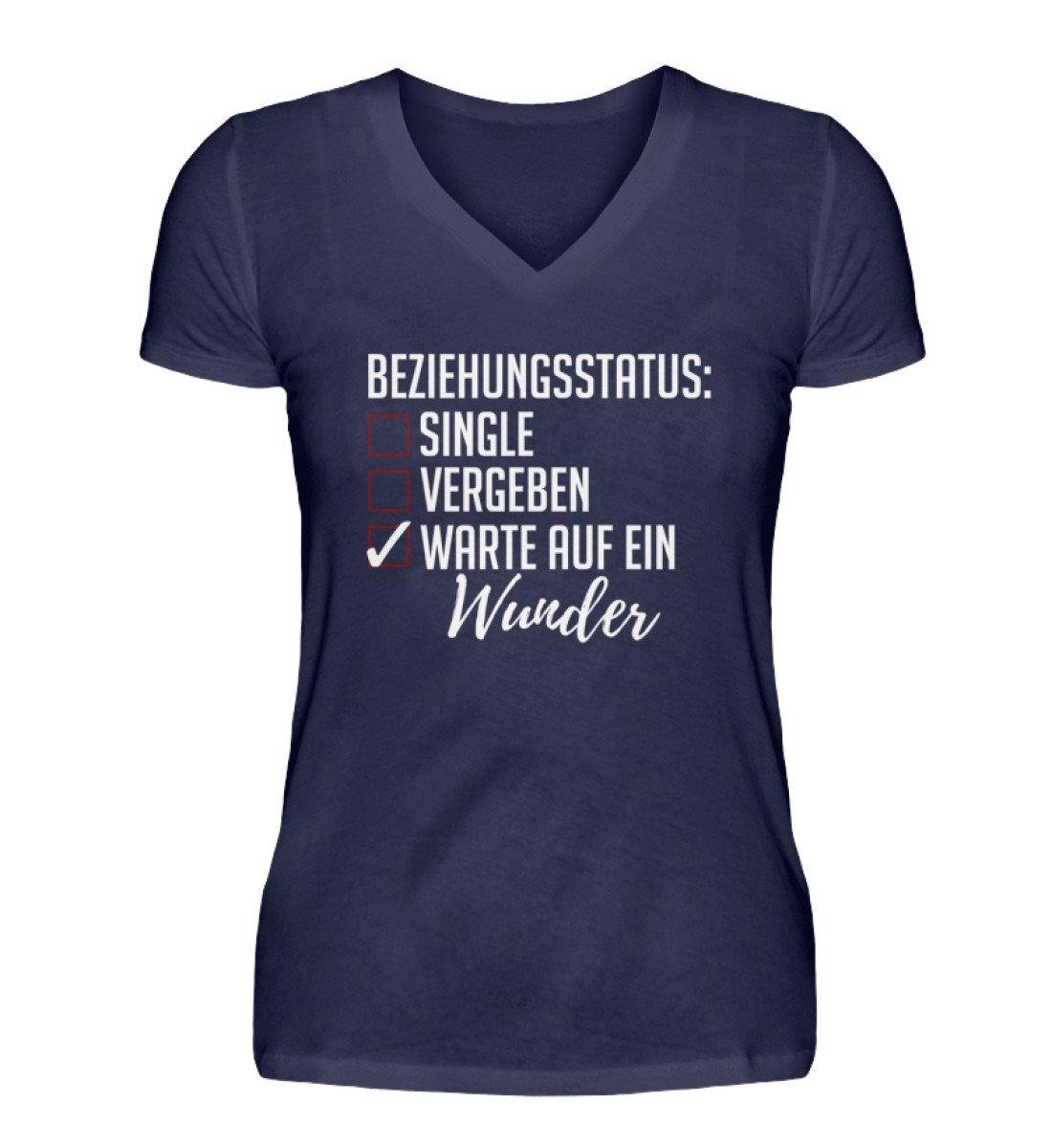 Beziehungsstatus - Warte auf ein Wunder - V-Neck Damenshirt
