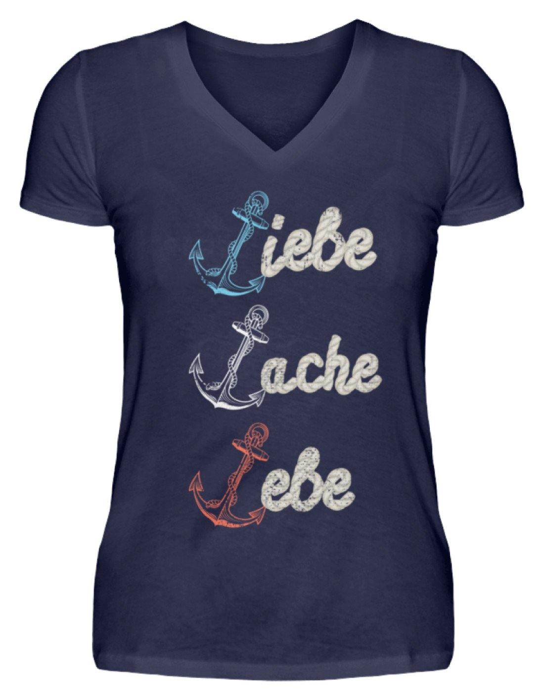 Liebe Lache Lebe - Norddeutsch - V-Neck Damenshirt