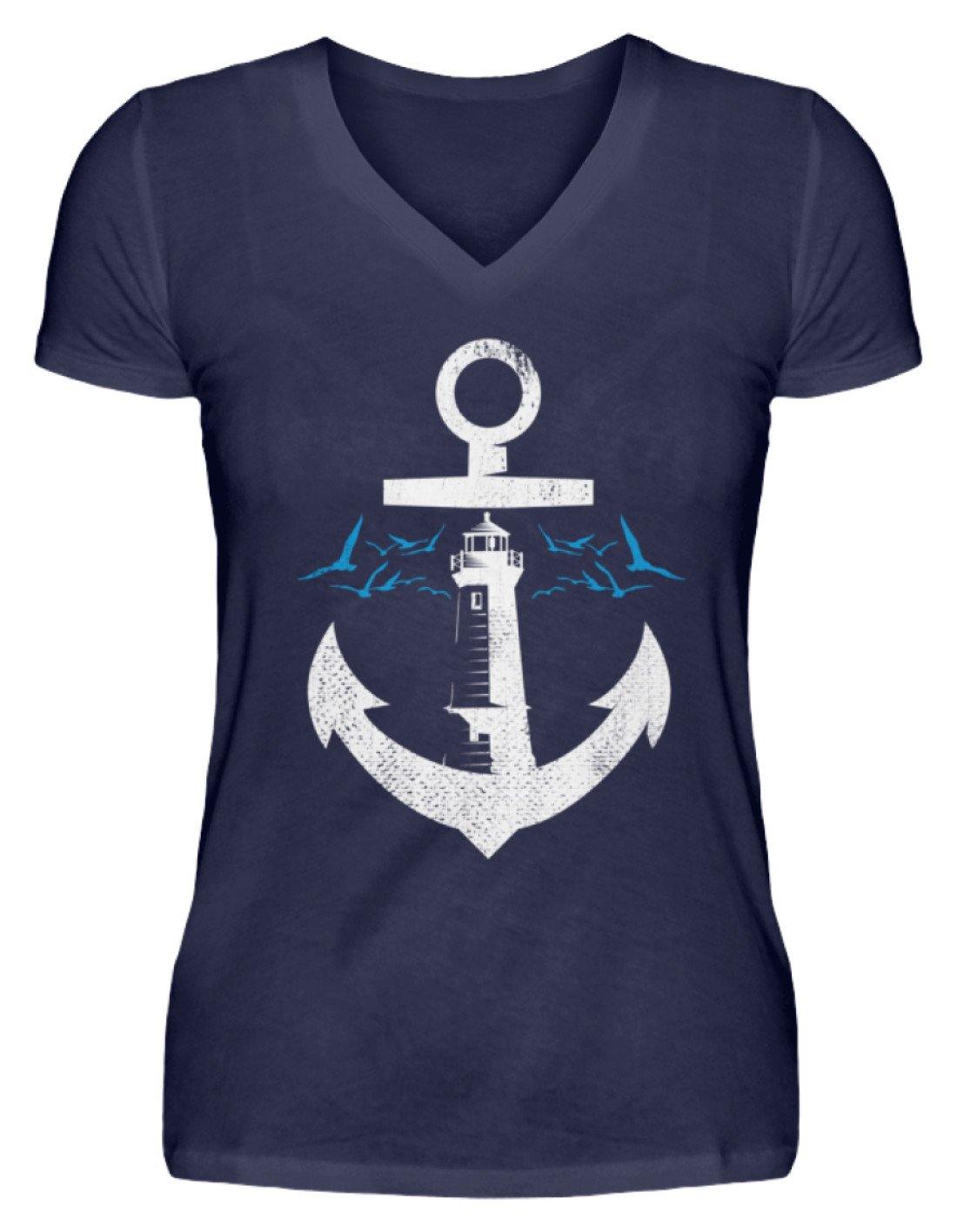Norddeutsch Anker Leuchtturm - V-Neck Damenshirt