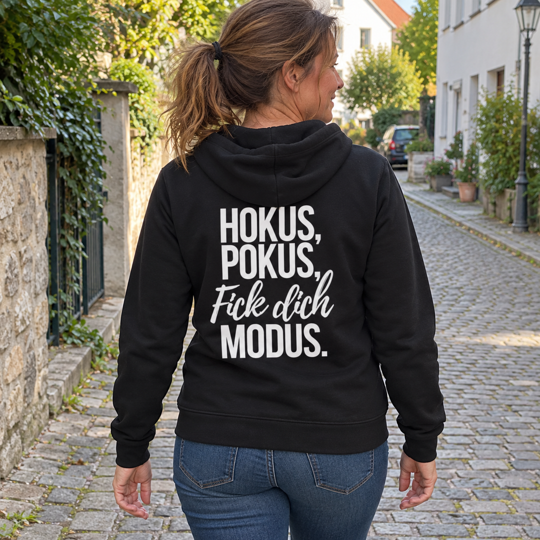 Hokus Pokus Fick dich Modus – Sweatjacke mit Rückendruck