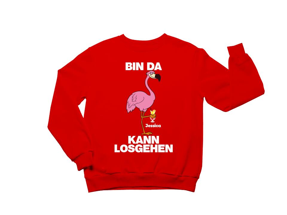 PARTY NAME/WUNSCHNAME | BIN DA KANN LOSGEHEN | FLAMINGO SHIRT MIT DEINEM NAMEN & DEINEM GETRÄNK| PARTY T-SHIRT INDIVIDUALISIERBAR/PERSONALISIERBAR - SH