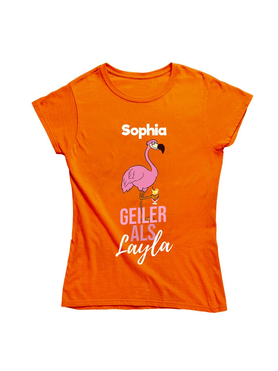 GEILER ALS LAYLA | FLAMINGO SHIRT MIT DEINEM NAMEN & DEINEM GETRÄNK| PARTY T-SHIRT INDIVIDUALISIERBAR/PERSONALISIERBAR - SH