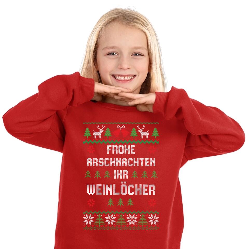 Frohe Arschnachten ihr Weinlöcher - Ugly Sweater - Pullover, Hoodies, T-Shirts