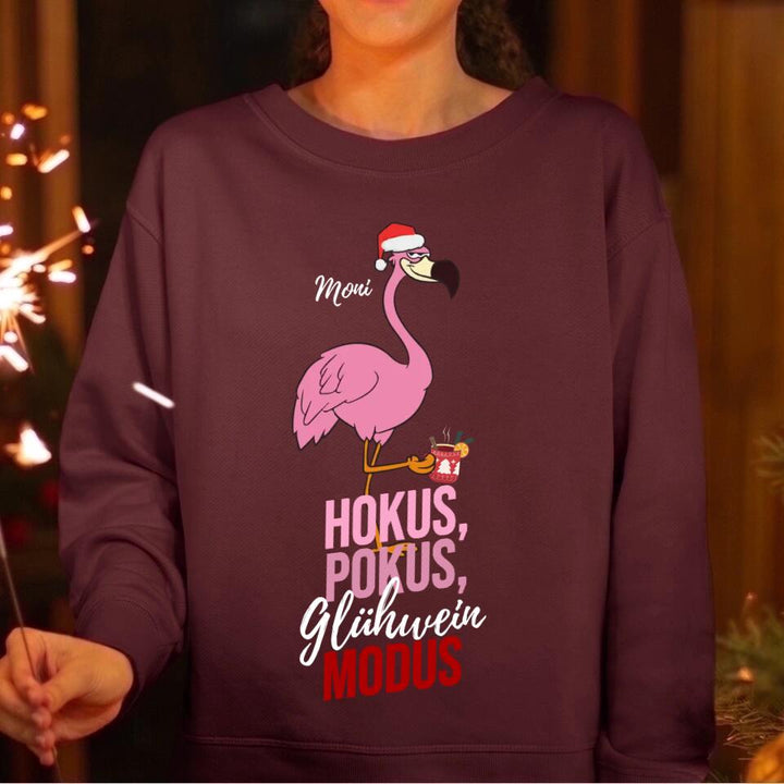 Flamingo - Hokus Pokus Modus - Pullover, Hoodies, T-Shirts - mit deinem Namen, dein Drink und deinem Text - personalisierbar & individuell - Weihnachten X-MAS