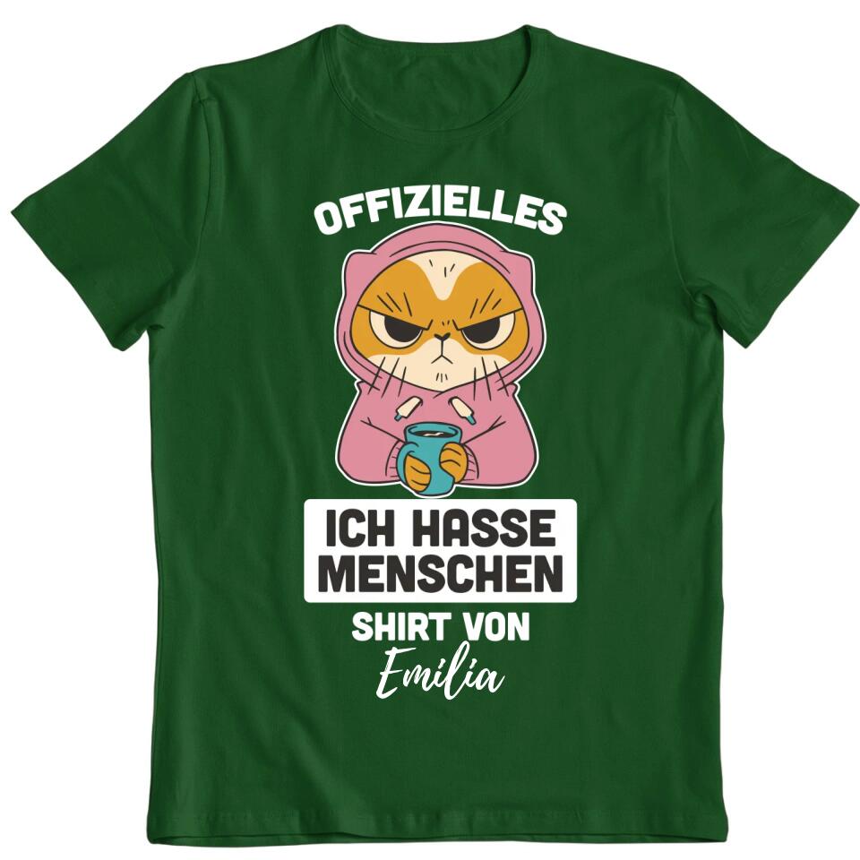 Offizielles "Ich hasse Menschen" Shirt / Pulli mit deinem Namen - personalisierbar - T-Shirt, Hoodie, Pullover, Kids T-Shirt, Tasse - schlechte Laune Collection