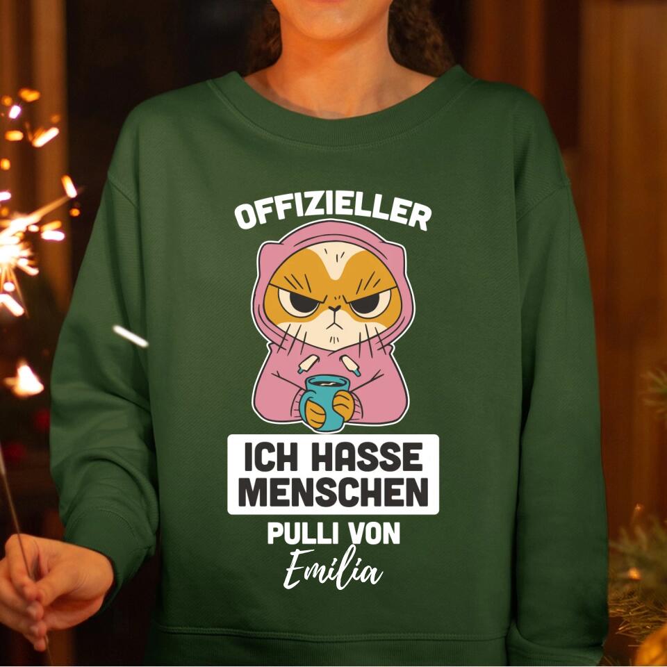 Offizielles "Ich hasse Menschen" Shirt / Pulli mit deinem Namen - personalisierbar - T-Shirt, Hoodie, Pullover, Kids T-Shirt, Tasse - schlechte Laune Collection