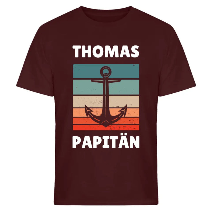 Papitän - Vatertagsgeschenk - Papa Spruch - Vater T-Shirt - personalisierbar mit Name - Words on Shirts