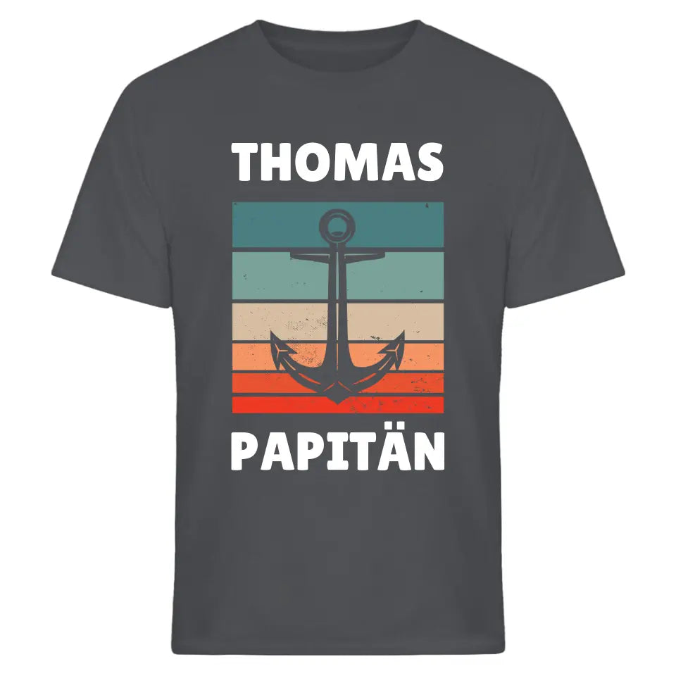Papitän - Vatertagsgeschenk - Papa Spruch - Vater T-Shirt - personalisierbar mit Name - Words on Shirts