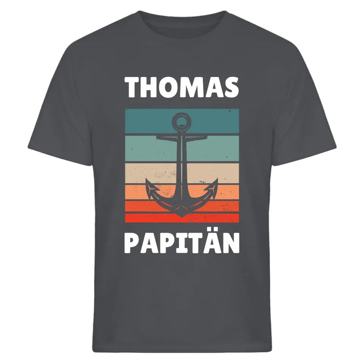 Papitän - Vatertagsgeschenk - Papa Spruch - Vater T-Shirt - personalisierbar mit Name - Words on Shirts