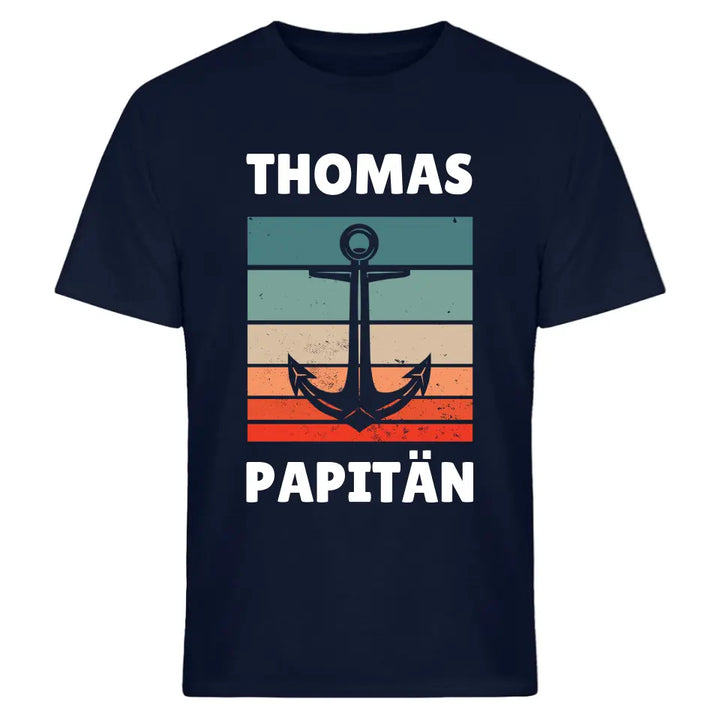 Papitän - Vatertagsgeschenk - Papa Spruch - Vater T-Shirt - personalisierbar mit Name - Words on Shirts