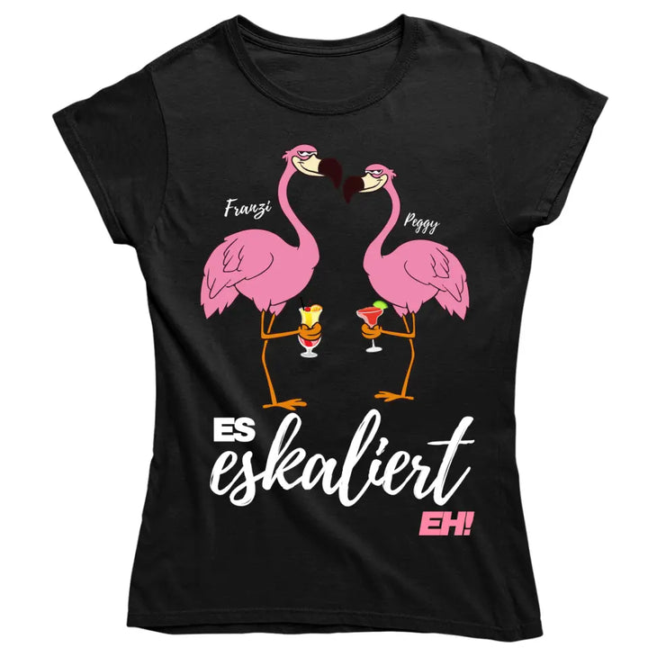 Es Eskaliert Eh - Party Name/Wunschname - Flamingo Shirt mit Deinem Namen - Party T-Shirt Individualisierbar/Personalisierbar