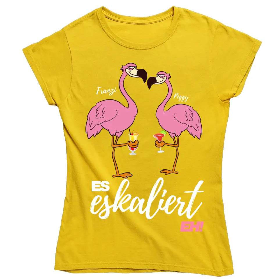 Es Eskaliert Eh - Party Name/Wunschname - Flamingo Shirt mit Deinem Namen - Party T-Shirt Individualisierbar/Personalisierbar