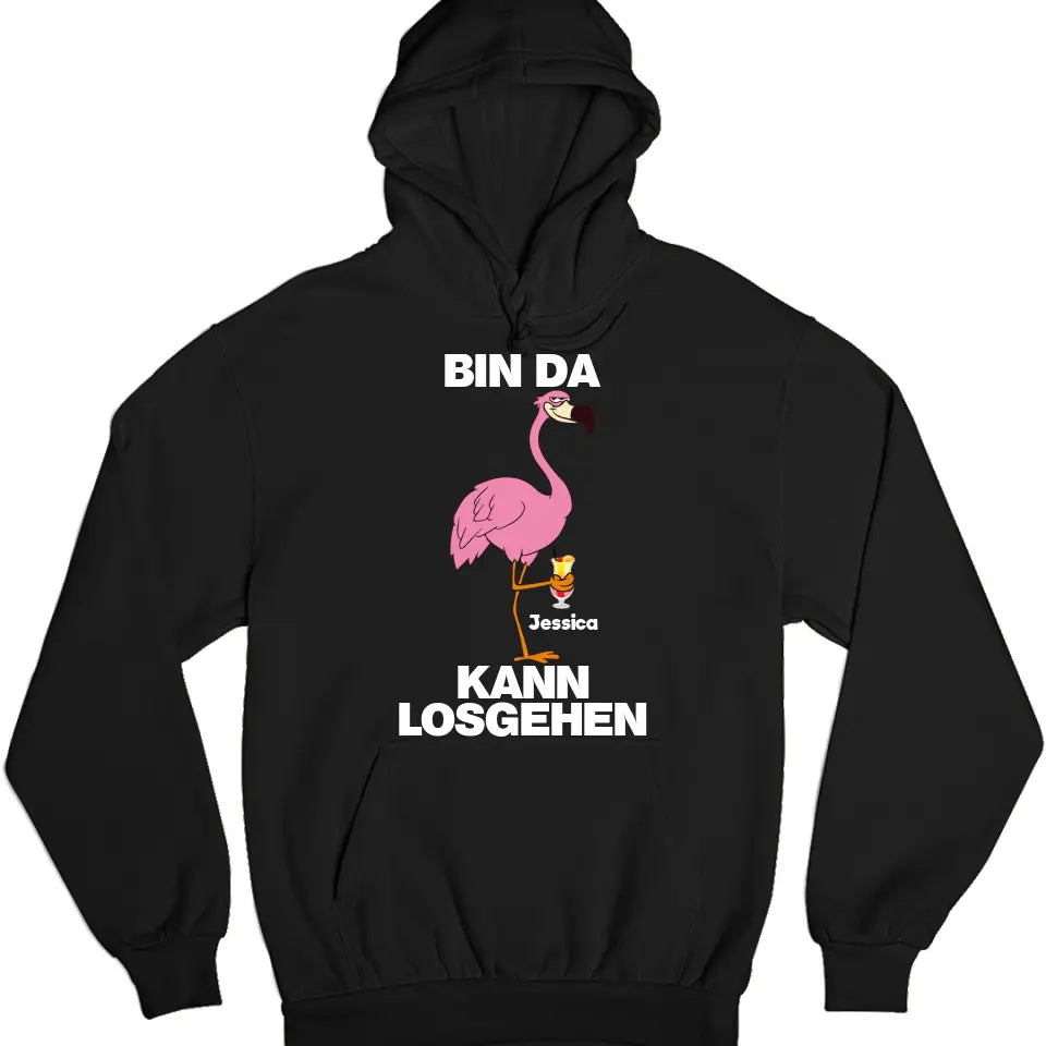 PARTY NAME/WUNSCHNAME | BIN DA KANN LOSGEHEN | FLAMINGO SHIRT MIT DEINEM NAMEN & DEINEM GETRÄNK| PARTY T-SHIRT INDIVIDUALISIERBAR/PERSONALISIERBAR - SH