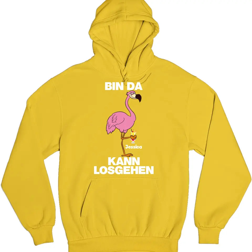 PARTY NAME/WUNSCHNAME | BIN DA KANN LOSGEHEN | FLAMINGO SHIRT MIT DEINEM NAMEN & DEINEM GETRÄNK| PARTY T-SHIRT INDIVIDUALISIERBAR/PERSONALISIERBAR - SH