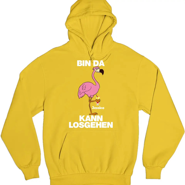 PARTY NAME/WUNSCHNAME | BIN DA KANN LOSGEHEN | FLAMINGO SHIRT MIT DEINEM NAMEN & DEINEM GETRÄNK| PARTY T-SHIRT INDIVIDUALISIERBAR/PERSONALISIERBAR - SH