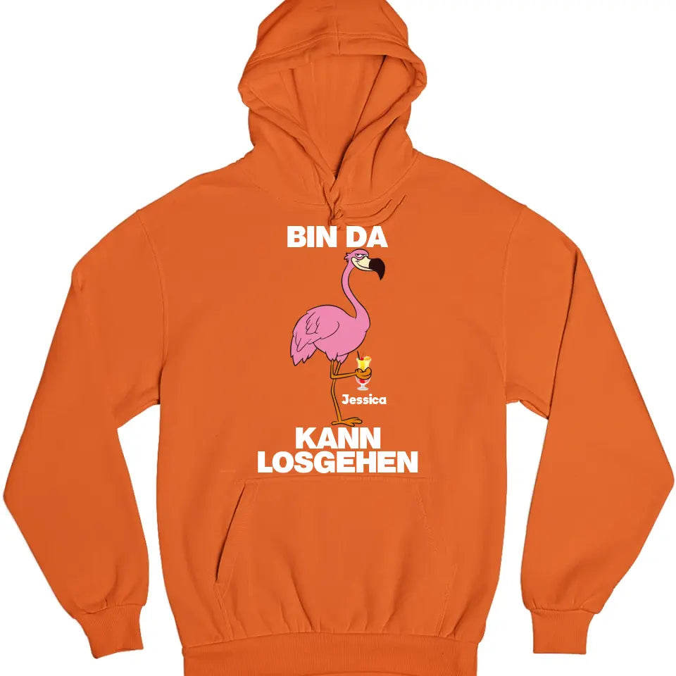 PARTY NAME/WUNSCHNAME | BIN DA KANN LOSGEHEN | FLAMINGO SHIRT MIT DEINEM NAMEN & DEINEM GETRÄNK| PARTY T-SHIRT INDIVIDUALISIERBAR/PERSONALISIERBAR - SH