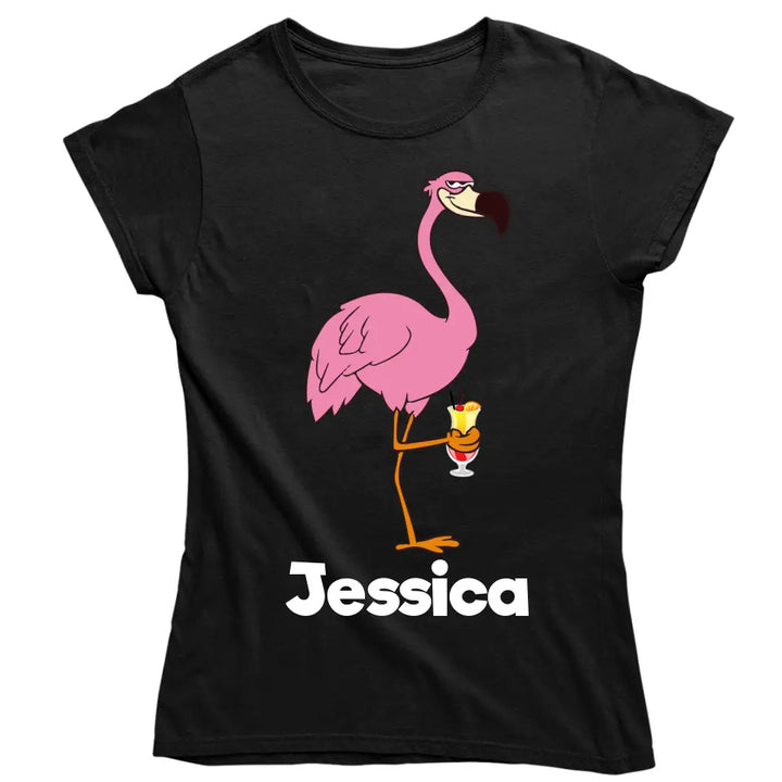 PARTY NAME/WUNSCHNAME | FLAMINGO SHIRT MIT DEINEM NAMEN & DEINEM GETRÄNK| PARTY T-SHIRT INDIVIDUALISIERBAR/PERSONALISIERBAR - SH