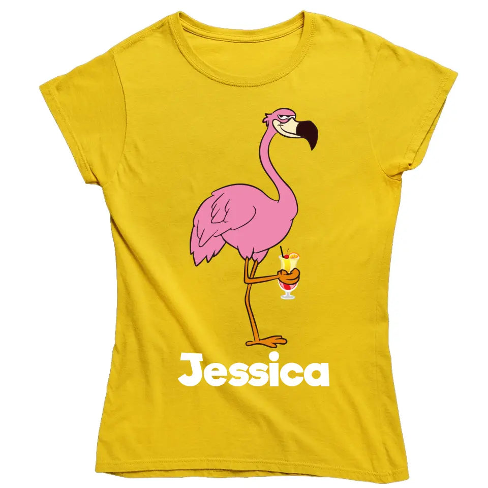 PARTY NAME/WUNSCHNAME | FLAMINGO SHIRT MIT DEINEM NAMEN & DEINEM GETRÄNK| PARTY T-SHIRT INDIVIDUALISIERBAR/PERSONALISIERBAR - SH