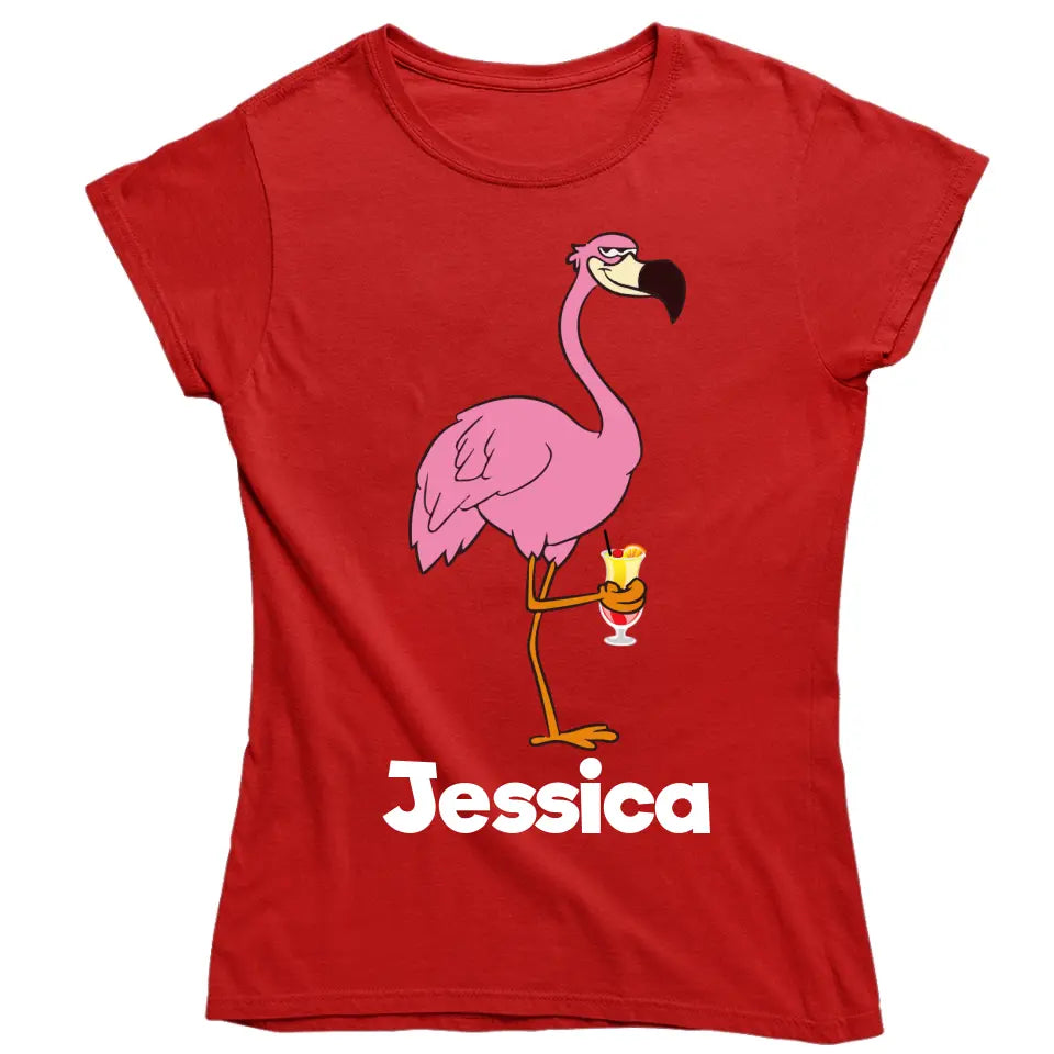 PARTY NAME/WUNSCHNAME | FLAMINGO SHIRT MIT DEINEM NAMEN & DEINEM GETRÄNK| PARTY T-SHIRT INDIVIDUALISIERBAR/PERSONALISIERBAR - SH