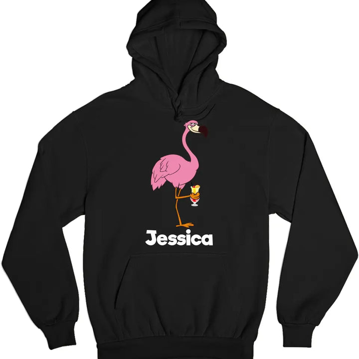 PARTY NAME/WUNSCHNAME | FLAMINGO SHIRT MIT DEINEM NAMEN & DEINEM GETRÄNK| PARTY T-SHIRT INDIVIDUALISIERBAR/PERSONALISIERBAR - SH