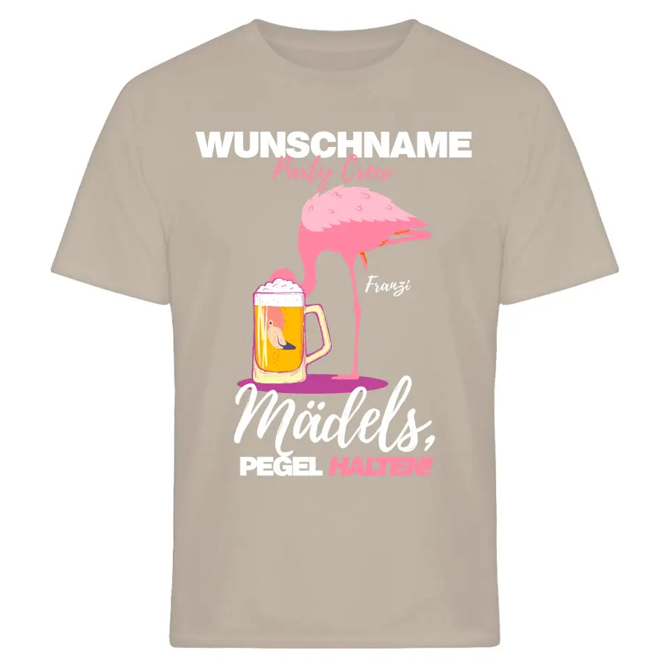 PARTY CREW NAME/WUNSCHNAME | MÄDELS PEGEL HALTEN | FLAMINGO SHIRT MIT DEINEM NAMEN | PARTY T-SHIRT INDIVIDUALISIERBAR/PERSONALISIERBAR - SH