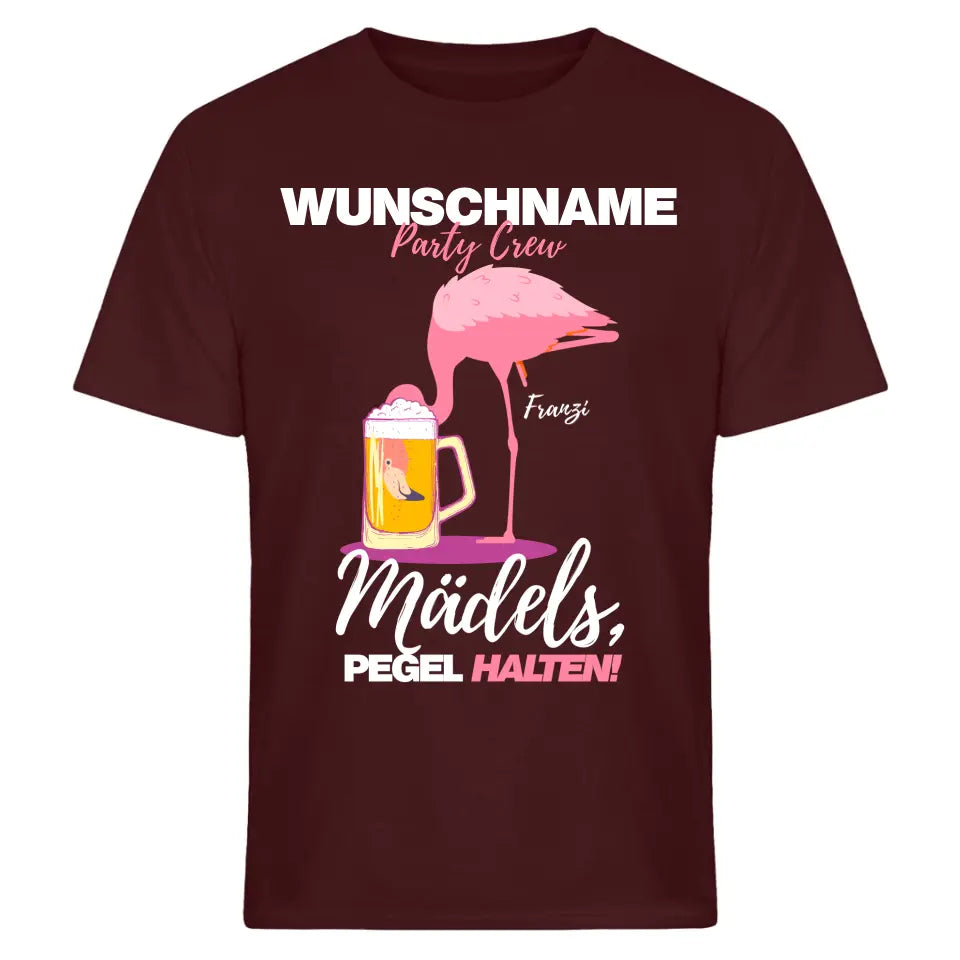 PARTY CREW NAME/WUNSCHNAME | MÄDELS PEGEL HALTEN | FLAMINGO SHIRT MIT DEINEM NAMEN | PARTY T-SHIRT INDIVIDUALISIERBAR/PERSONALISIERBAR - SH