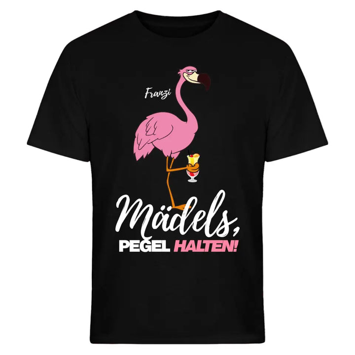 PARTY NAME/WUNSCHNAME | MÄDELS PEGEL HALTEN | FLAMINGO SHIRT MIT DEINEM NAMEN | PARTY T-SHIRT INDIVIDUALISIERBAR/PERSONALISIERBAR - SH