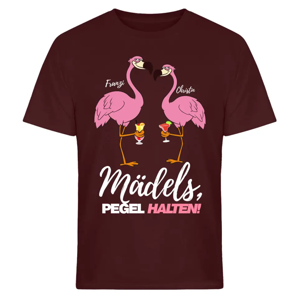 PARTY NAME/WUNSCHNAME | MÄDELS PEGEL HALTEN | FLAMINGO SHIRT MIT DEINEM NAMEN | PARTY T-SHIRT INDIVIDUALISIERBAR/PERSONALISIERBAR - SH