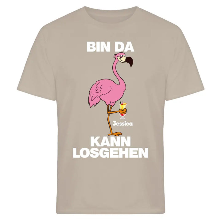 PARTY NAME/WUNSCHNAME | BIN DA KANN LOSGEHEN | FLAMINGO SHIRT MIT DEINEM NAMEN & DEINEM GETRÄNK| PARTY T-SHIRT INDIVIDUALISIERBAR/PERSONALISIERBAR - SH