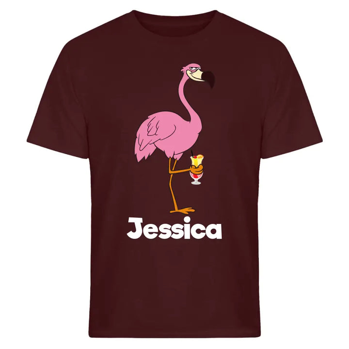 PARTY NAME/WUNSCHNAME | FLAMINGO SHIRT MIT DEINEM NAMEN & DEINEM GETRÄNK| PARTY T-SHIRT INDIVIDUALISIERBAR/PERSONALISIERBAR - SH