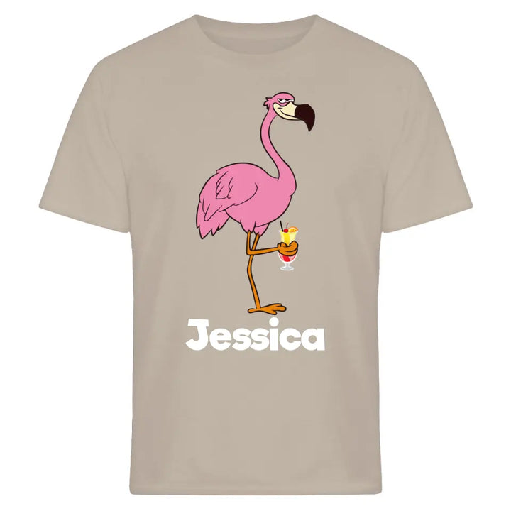 PARTY NAME/WUNSCHNAME | FLAMINGO SHIRT MIT DEINEM NAMEN & DEINEM GETRÄNK| PARTY T-SHIRT INDIVIDUALISIERBAR/PERSONALISIERBAR - SH