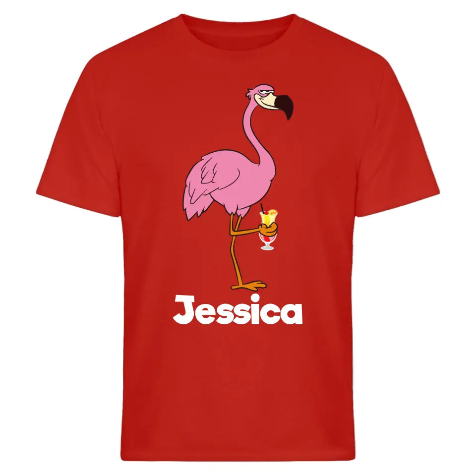 PARTY NAME/WUNSCHNAME | FLAMINGO SHIRT MIT DEINEM NAMEN & DEINEM GETRÄNK| PARTY T-SHIRT INDIVIDUALISIERBAR/PERSONALISIERBAR - SH