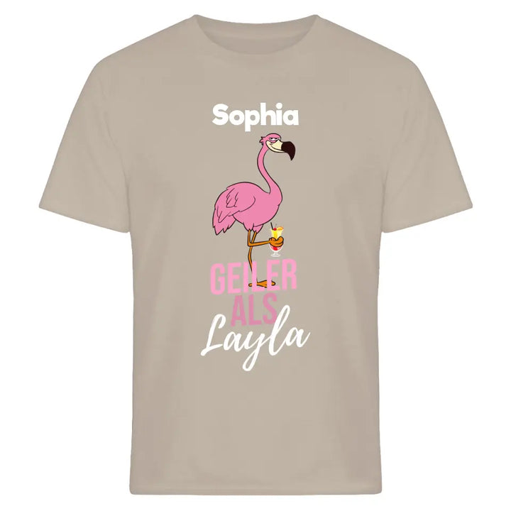 GEILER ALS LAYLA | FLAMINGO SHIRT MIT DEINEM NAMEN & DEINEM GETRÄNK| PARTY T-SHIRT INDIVIDUALISIERBAR/PERSONALISIERBAR - SH