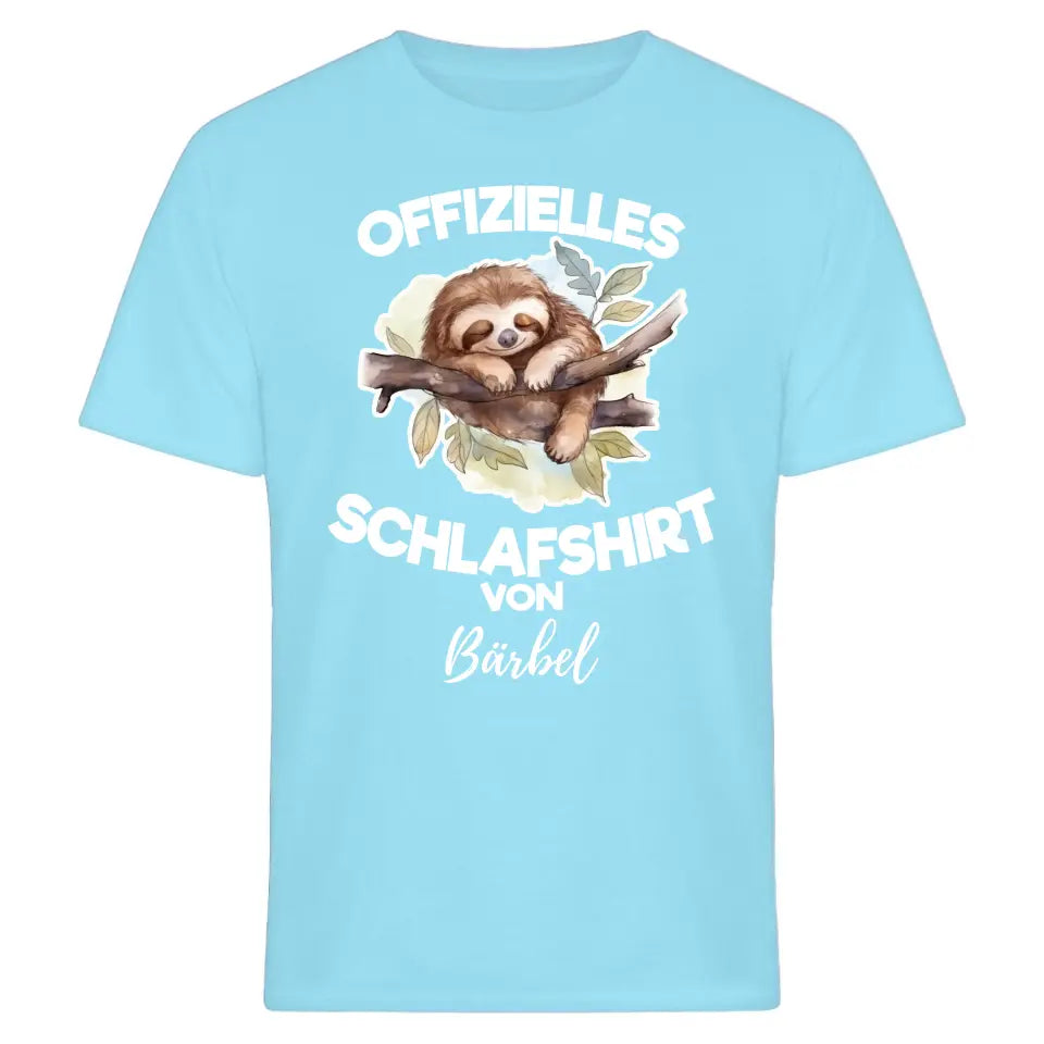 Offizielles Schlafshirt von ... - T-Shirt mit deinem Namen - personalisierbar - Damen, Herren & Kinder - mit Name - Faultier, Panda, Katze & Hund - Aquarell Wasserfarben Motive