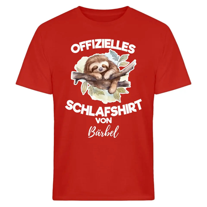 Offizielles Schlafshirt von ... - T-Shirt mit deinem Namen - personalisierbar - Damen, Herren & Kinder - mit Name - Faultier, Panda, Katze & Hund - Aquarell Wasserfarben Motive