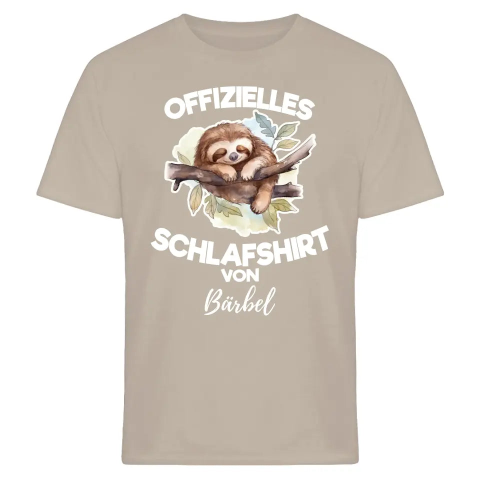 Offizielles Schlafshirt von ... - T-Shirt mit deinem Namen - personalisierbar - Damen, Herren & Kinder - mit Name - Faultier, Panda, Katze & Hund - Aquarell Wasserfarben Motive