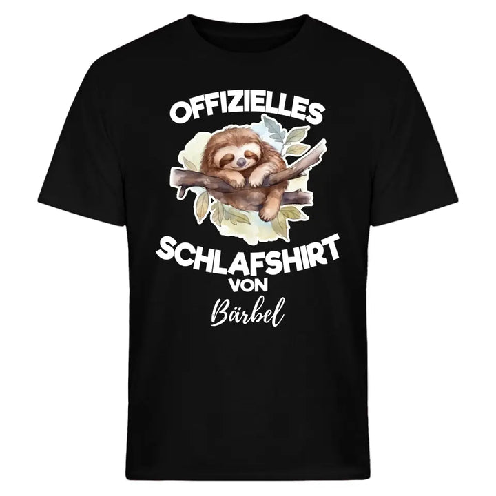 Offizielles Schlafshirt von ... - T-Shirt mit deinem Namen - personalisierbar - Damen, Herren & Kinder - mit Name - Faultier, Panda, Katze & Hund - Aquarell Wasserfarben Motive