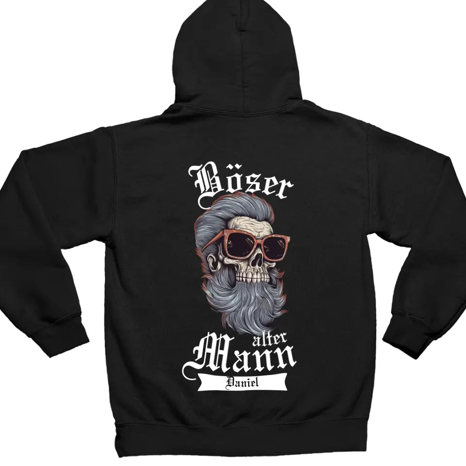 Böser alter Mann - Totenkopf Schädel -  T-Shirt oder Hoodie - personalisierbar mit Name