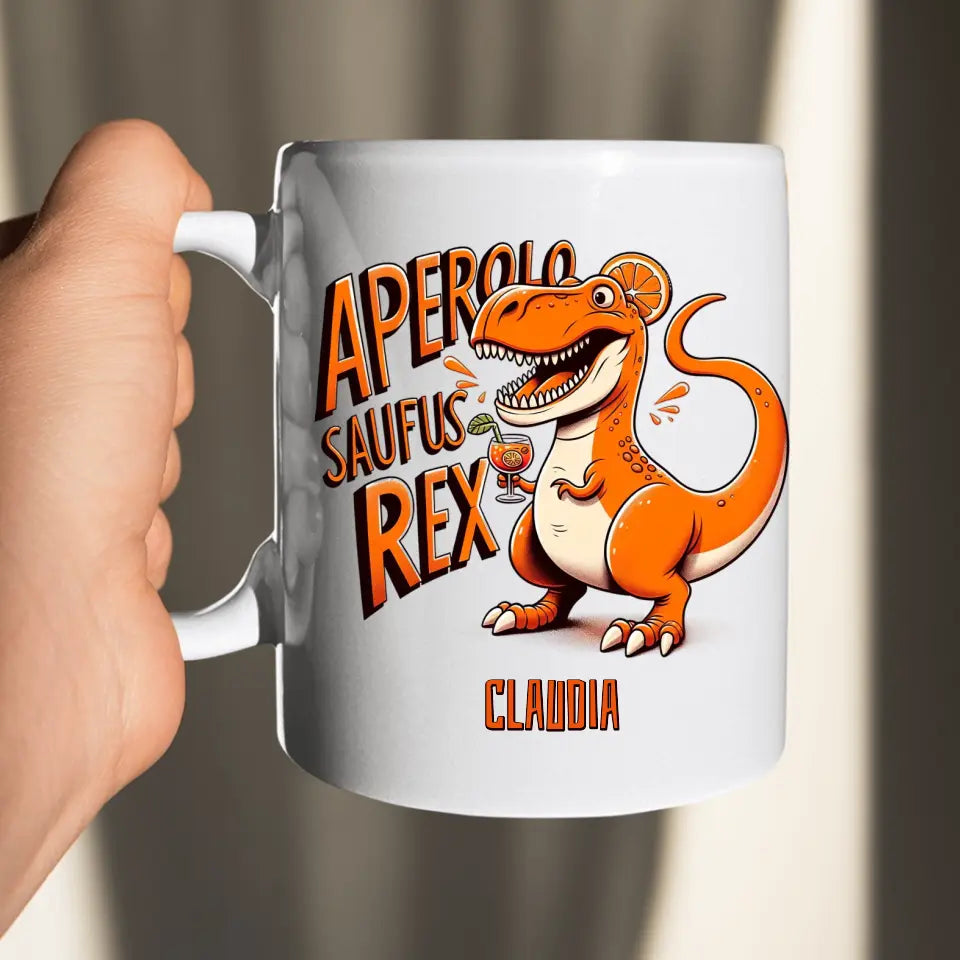 Aperolo-Saufus-Rex - Dino Aperol Fan Tasse - personalisierbar mit Name - Words on Shirts