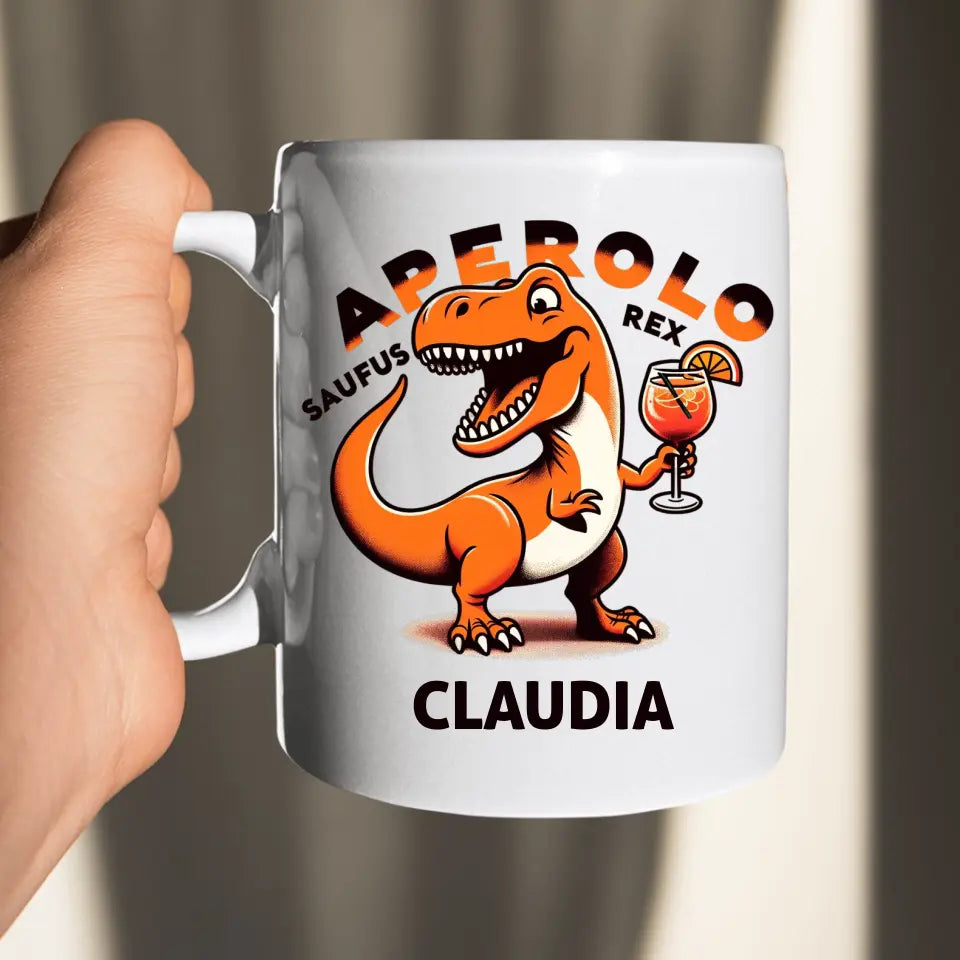 Aperolo-Saufus-Rex - Dino Aperol Fan Tasse - personalisierbar mit Name - Words on Shirts